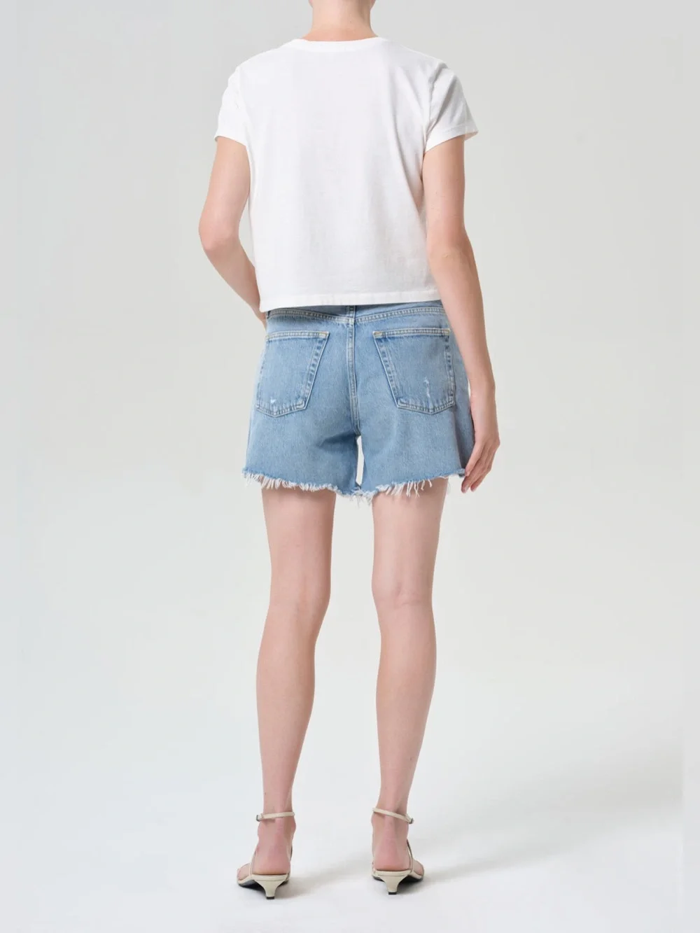 Agolde Light Blue Distressed Denim Cutoff Shorts Sz 29 Coastal Casual Chic